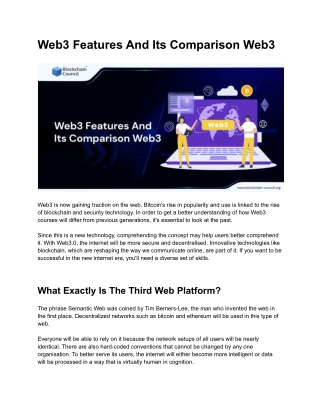 Web3 Features And Its Comparison Web3