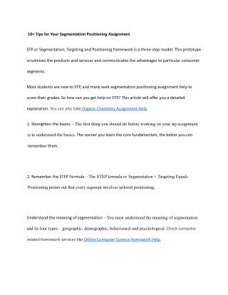 _10  Tips for Your Segmentation Positioning Assignment