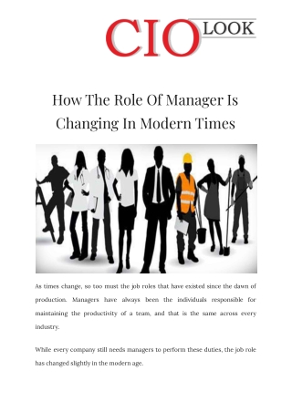 How The Role Of Manager Is Changing In Modern Times