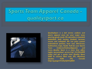 Sports Team Apparel Canada - qualitysport.ca
