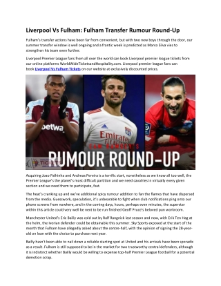 Liverpool Vs Fulham Fulham Transfer Rumour Round-Up