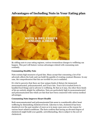 Advantages of Including Nuts in Your Eating plan