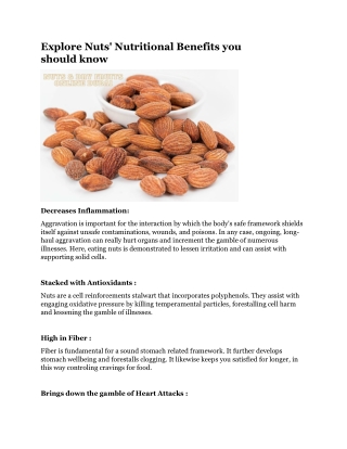 Explore Nuts' Nutritional Benefits you should know