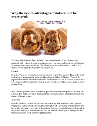 Why the health advantages of nuts cannot be overstated