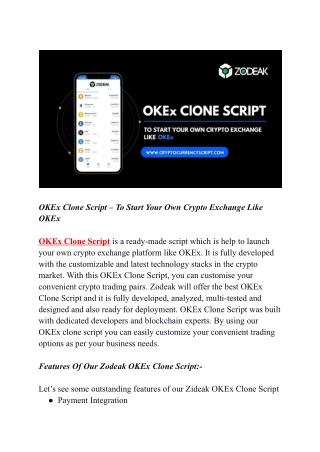 OKEx Clone Script – To Start Your Own Crypto Exchange Like OKEx