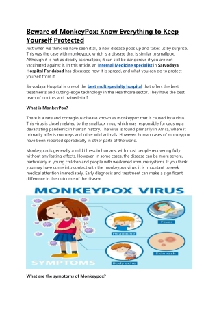 Beware of MonkeyPox: Know Everything to Keep Yourself Protected