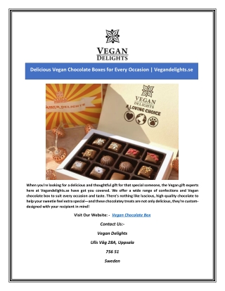 Delicious Vegan Chocolate Boxes for Every Occasion | Vegandelights.se