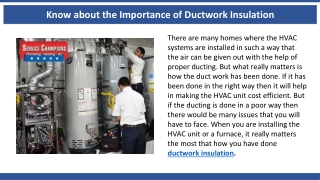 Know about the Importance of Ductwork Insulation