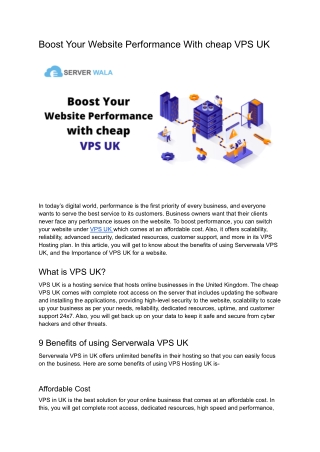 Boost Your Website Performance With cheap VPS UK