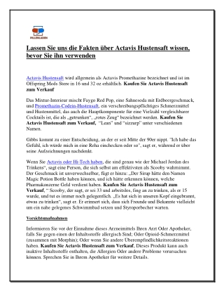 Lassen Sie uns die Fakten über Actavis Hustensaft wissen, bevor Sie ihn verwende
