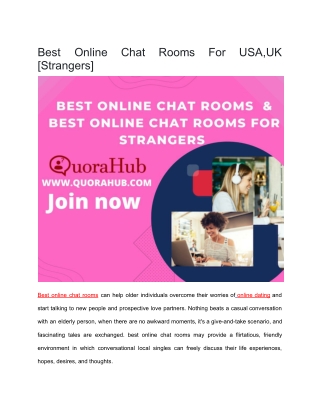 Best Online Chat Rooms {OR} Best Online Chat Rooms For Strangers
