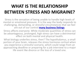 WHAT IS THE RELATIONSHIP BETWEEN STRESS AND MIGRAINE?