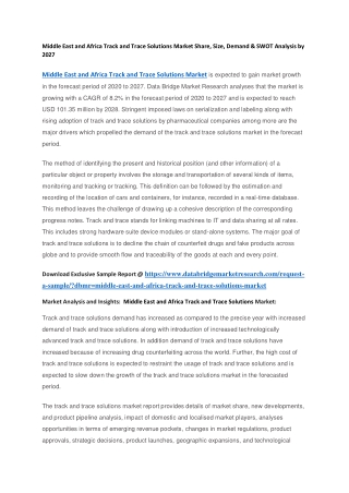 Middle East and Africa Track and Trace Solutions Market Share, Size, Demand & SWOT Analysis by 2027