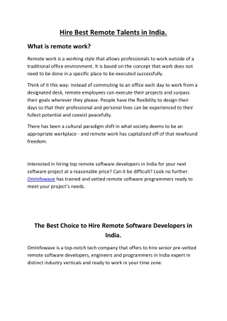 Hire Best Remote Talents in India