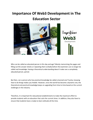 Importance Of Web3 Development in The Education Sector
