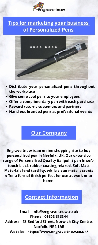 Tips for marketing your business  of Personalized Pens