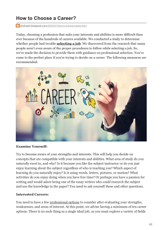 How to Choose a Career