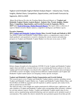 Yoghurt and Drinkable Yoghurt Market Analysis Report - Industry Size, Trends, Insights, Market Share, Competition, Oppor