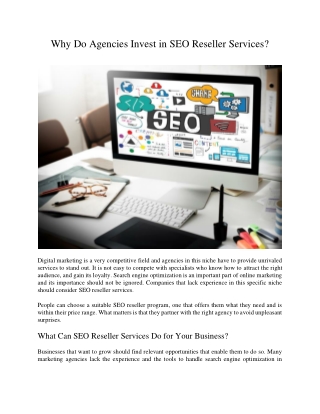 Why Do Agencies Invest in SEO Reseller Services