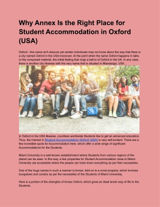 Why Annex Is the Right Place for Student Accommodation in Oxford (USA)