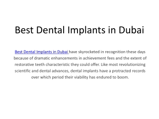 Best Dental Implants Dubai