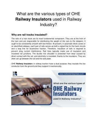 What are the various types of OHE Railway Insulators used in Railway Industry