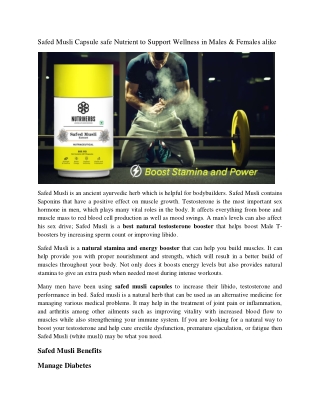 Safed Musli Capsule safe Nutrient to Support Wellness in Males & Females alike
