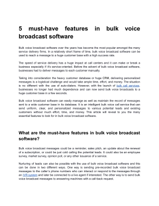 Bulk voice broadcast software