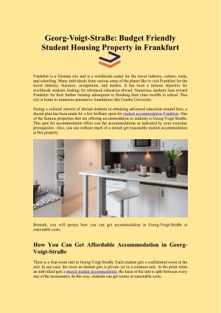 Budget Friendly Student Housing Property in Frankfurt Georg