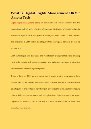 What is Digital Rights Management DRM : Ameva Tech