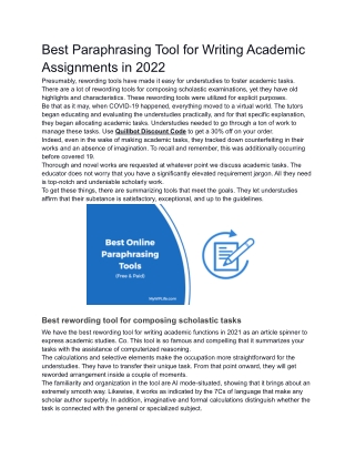 Best Paraphrasing Tool for Writing Academic Assignments in 2022