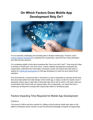 On Which Factors Does Mobile App Development Rely On