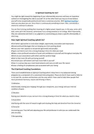 Is Spiritual Coaching for me