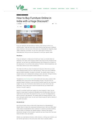 Buy Furniture Online in India with a Huge Discount