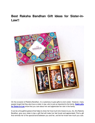 Best Raksha Bandhan Gift Ideas for Sister-in-Law!!