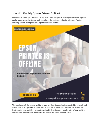 How do I Get My Epson Printer Online?