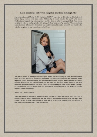 Learn about steps on how you can get an Emotional Housing Letter