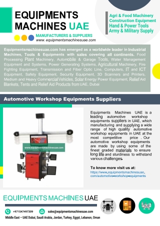 Automotive Workshop Equipments Suppliers