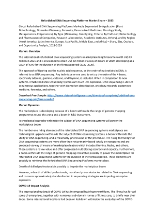 Refurbished DNA Sequencing Platforms Market Share – 2023