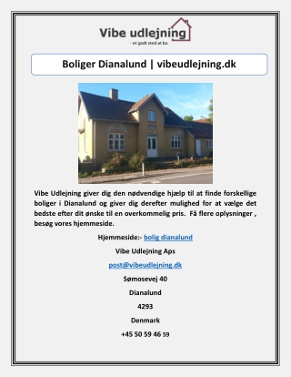 Boliger Dianalund | vibeudlejning.dk