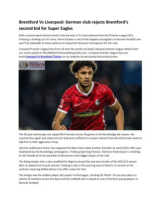 Brentford Vs Liverpool German club rejects Brentford’s second bid for Super Eagles