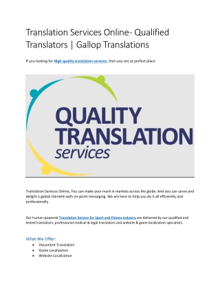 Translation Services Online Qualified Translators Gallop Translations