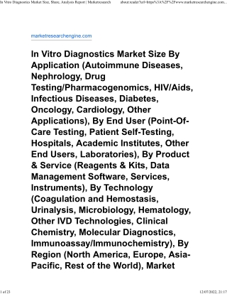 In Vitro Diagnostics Market