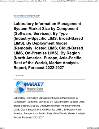 Laboratory Information Management System Market