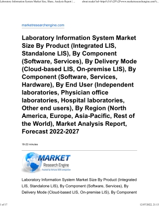 Laboratory Information System Market