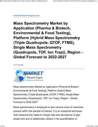 Mass Spectrometry Market