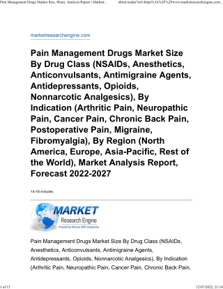 Pain Management Drugs Market