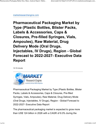 Pharmaceutical Packaging Market