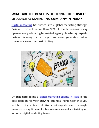 WHAT ARE THE BENEFITS OF HIRING THE SERVICES OF A DIGITAL MARKETING COMPANY IN INDIA