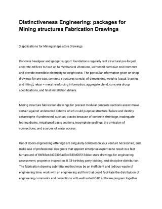 Distinctiveness Engineering_ packages for Mining structures Fabrication Drawings